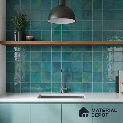 Faux Subway Wall Tile TL 11223 Lagoon Mist 2 ft x 1 ft Ceramic Glossy Finish Tile - 9 mm | Suitable For Bathroom, Dining Area, Kitchen Backsplash