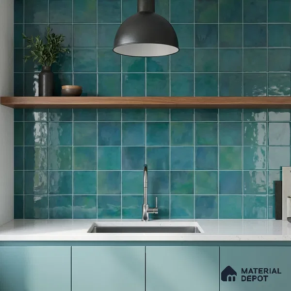 Faux Subway Wall Tile TL 11223 Lagoon Mist 2 ft x 1 ft Ceramic Glossy Finish Tile - 9 mm | Suitable For Bathroom, Dining Area, Kitchen Backsplash