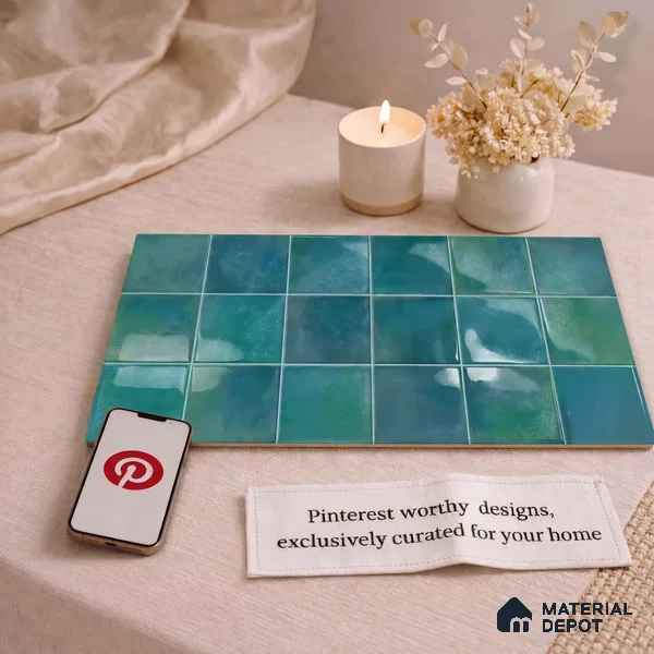 Faux Subway Wall Tile TL 11223 Lagoon Mist 2 ft x 1 ft Ceramic Glossy Finish Tile - 9 mm | Suitable For Bathroom, Dining Area, Kitchen Backsplash