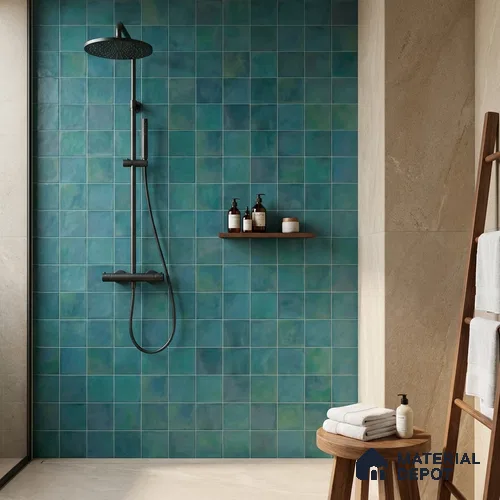 Faux Subway Wall Tile TL 11223 Lagoon Mist 2 ft x 1 ft Ceramic Glossy Finish Tile - 9 mm | Suitable For Bathroom, Dining Area, Kitchen Backsplash