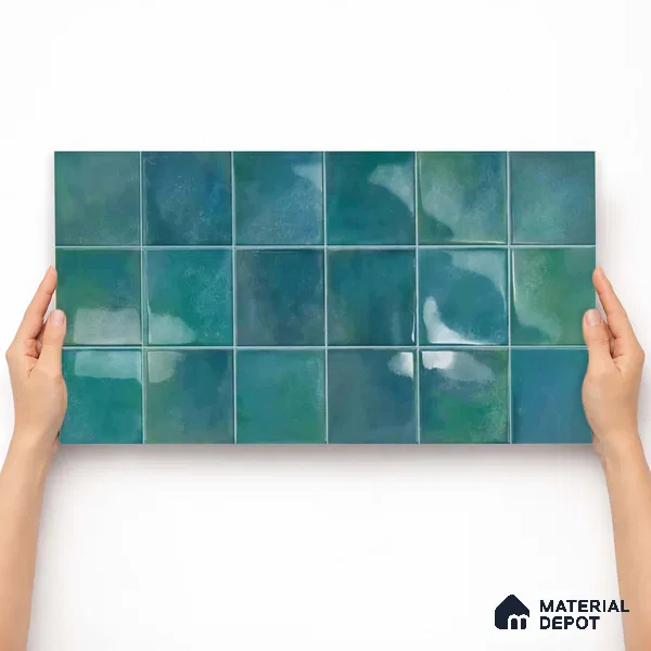Faux Subway Wall Tile TL 11223 Lagoon Mist 2 ft x 1 ft Ceramic Glossy Finish Tile - 9 mm | Suitable For Bathroom, Dining Area, Kitchen Backsplash