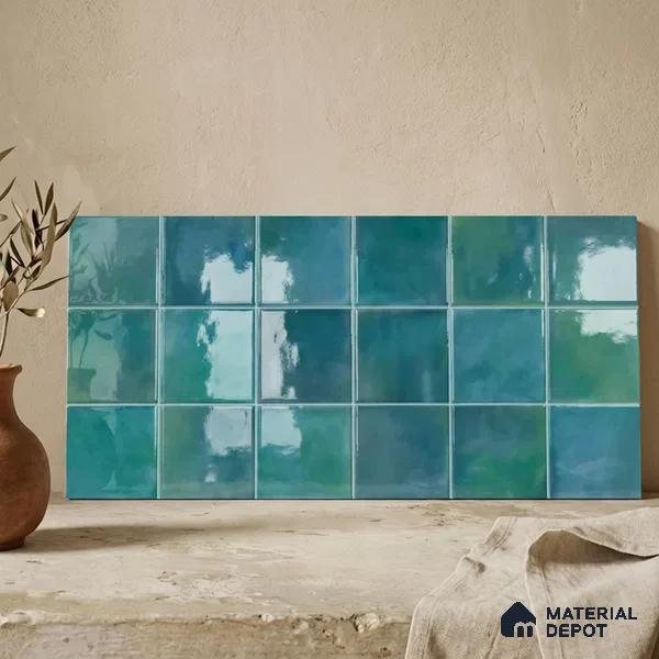 Faux Subway Wall Tile TL 11223 Lagoon Mist 2 ft x 1 ft Ceramic Glossy Finish Tile - 9 mm | Suitable For Bathroom, Dining Area, Kitchen Backsplash