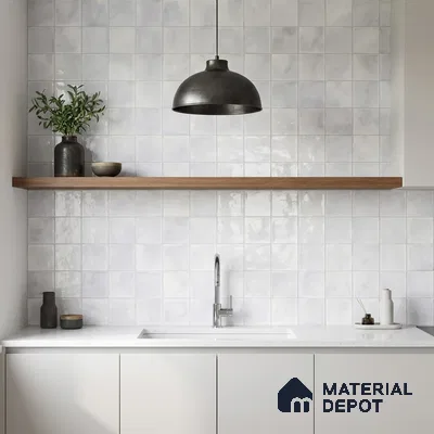 Faux Subway Wall Tile TL 11219 Cloud Mist 2 ft x 1 ft Ceramic Glossy Finish Tile - 9 mm | Suitable For Bathroom, Dining Area, Kitchen Backsplash