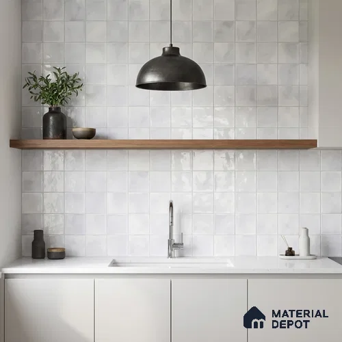 Faux Subway Wall Tile TL 11219 Cloud Mist 2 ft x 1 ft Ceramic Glossy Finish Tile - 9 mm | Suitable For Bathroom, Balcony & Kitchen Backsplash