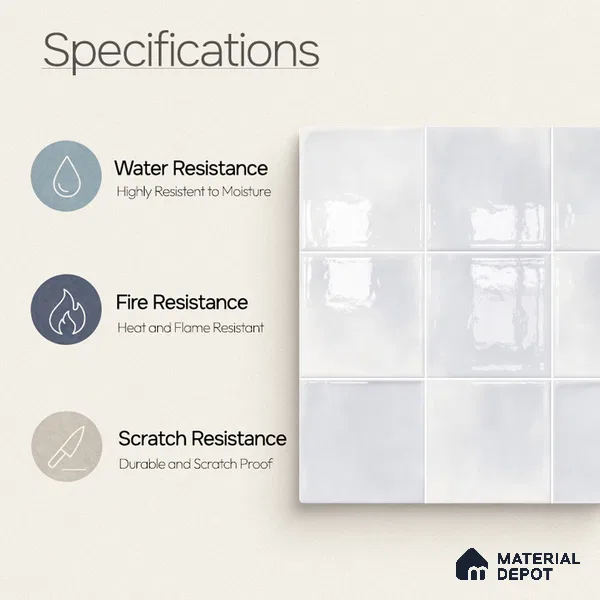 Faux Subway Wall Tile TL 11219 Cloud Mist 2 ft x 1 ft Ceramic Glossy Finish Tile - 9 mm | Suitable For Bathroom, Dining Area, Kitchen Backsplash