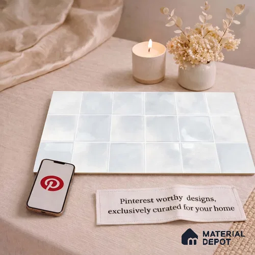 Faux Subway Wall Tile TL 11219 Cloud Mist 2 ft x 1 ft Ceramic Glossy Finish Tile - 9 mm | Suitable For Bathroom, Balcony & Kitchen Backsplash