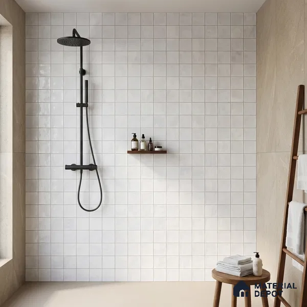 Faux Subway Wall Tile TL 11219 Cloud Mist 2 ft x 1 ft Ceramic Glossy Finish Tile - 9 mm | Suitable For Bathroom, Dining Area, Kitchen Backsplash