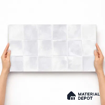 Faux Subway Wall Tile TL 11219 Cloud Mist 2 ft x 1 ft Ceramic Glossy Finish Tile - 9 mm | Suitable For Bathroom, Dining Area, Kitchen Backsplash