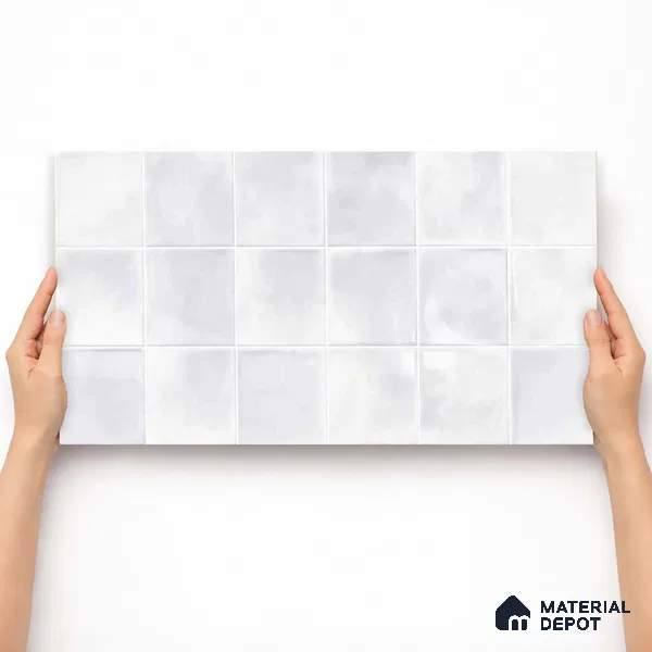 Faux Subway Wall Tile TL 11219 Cloud Mist 2 ft x 1 ft Ceramic Glossy Finish Tile - 9 mm | Suitable For Bathroom, Dining Area, Kitchen Backsplash