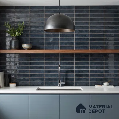 Faux Subway Wall Tile TL 11231 Forge Slate 2 ft x 1 ft Ceramic Glossy Finish Tile - 9 mm | Suitable For Bathroom, Dining Area, Kitchen Backsplash