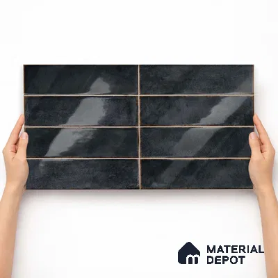 Faux Subway Wall Tile TL 11231 Forge Slate 2 ft x 1 ft Ceramic Glossy Finish Tile - 9 mm | Suitable For Bathroom, Dining Area, Kitchen Backsplash