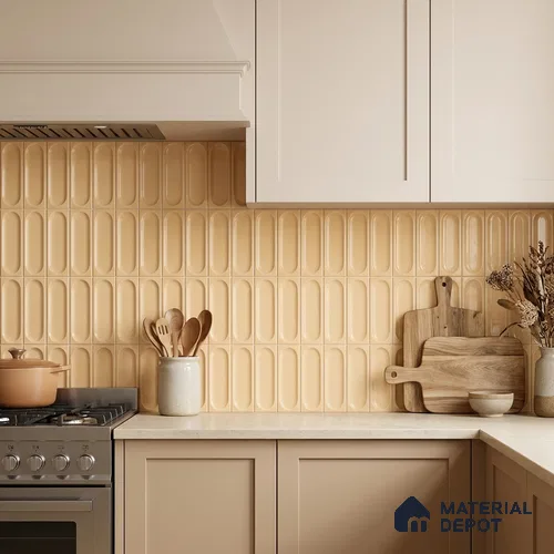 Faux Subway Wall Tile TL 11245 Sable Capsule 2 ft x 1 ft Ceramic Glossy Finish Tile - 9 mm | Suitable For Bathroom, Dining Area, Kitchen Backsplash