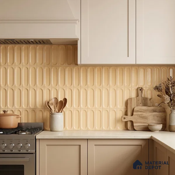 Faux Subway Wall Tile TL 11245 Sable Capsule 2 ft x 1 ft Ceramic Glossy Finish Tile - 9 mm | Suitable For Bathroom, Dining Area, Kitchen Backsplash