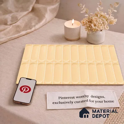 Faux Subway Wall Tile TL 11245 Sable Capsule 2 ft x 1 ft Ceramic Glossy Finish Tile - 9 mm | Suitable For Bathroom, Dining Area, Kitchen Backsplash