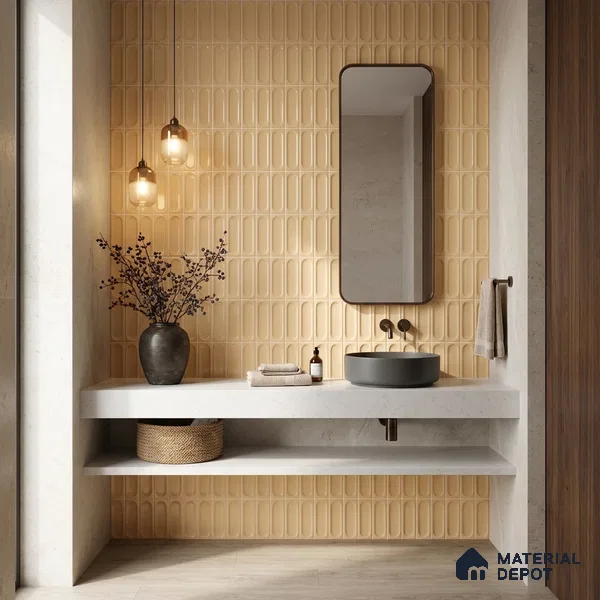 Faux Subway Wall Tile TL 11245 Sable Capsule 2 ft x 1 ft Ceramic Glossy Finish Tile - 9 mm | Suitable For Bathroom, Dining Area, Kitchen Backsplash