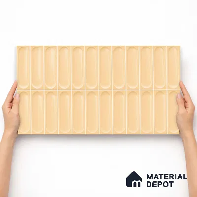 Faux Subway Wall Tile TL 11245 Sable Capsule 2 ft x 1 ft Ceramic Glossy Finish Tile - 9 mm | Suitable For Bathroom, Dining Area, Kitchen Backsplash