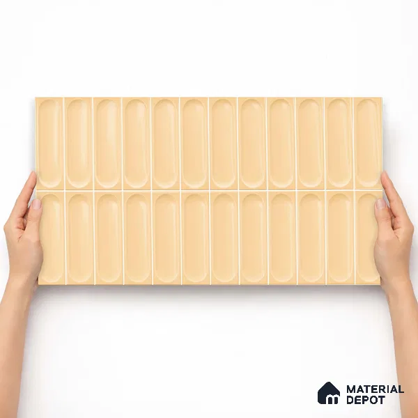 Faux Subway Wall Tile TL 11245 Sable Capsule 2 ft x 1 ft Ceramic Glossy Finish Tile - 9 mm | Suitable For Bathroom, Dining Area, Kitchen Backsplash