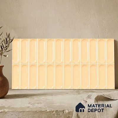 Faux Subway Wall Tile TL 11245 Sable Capsule 2 ft x 1 ft Ceramic Glossy Finish Tile - 9 mm | Suitable For Bathroom, Dining Area, Kitchen Backsplash