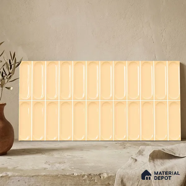 Faux Subway Wall Tile TL 11245 Sable Capsule 2 ft x 1 ft Ceramic Glossy Finish Tile - 9 mm | Suitable For Bathroom, Dining Area, Kitchen Backsplash