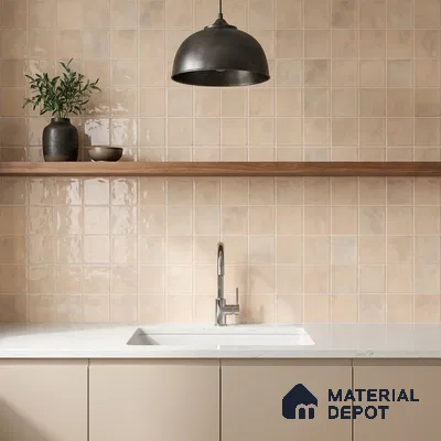 Faux Subway Wall Tile TL 11222 Blush Sand 2 ft x 1 ft Ceramic Glossy Finish Tile - 9 mm | Suitable For Bathroom, Dining Area, Kitchen Backsplash