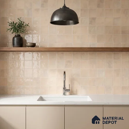 Faux Subway Wall Tile TL 11222 Blush Sand 2 ft x 1 ft Ceramic Glossy Finish Tile - 9 mm | Suitable For Bathroom, Balcony & Kitchen Backsplash