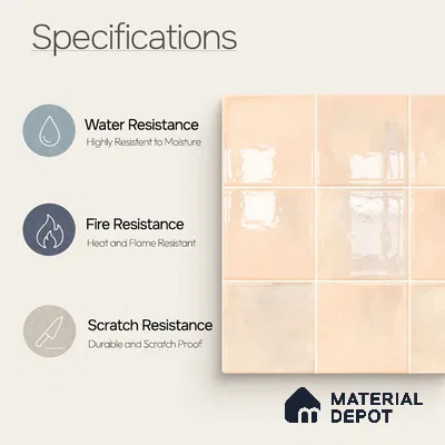 Faux Subway Wall Tile TL 11222 Blush Sand 2 ft x 1 ft Ceramic Glossy Finish Tile - 9 mm | Suitable For Bathroom, Dining Area, Kitchen Backsplash