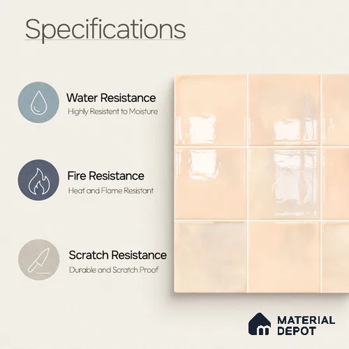 Faux Subway Wall Tile TL 11222 Blush Sand 2 ft x 1 ft Ceramic Glossy Finish Tile - 9 mm | Suitable For Bathroom, Balcony & Kitchen Backsplash