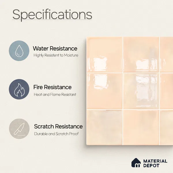 Faux Subway Wall Tile TL 11222 Blush Sand 2 ft x 1 ft Ceramic Glossy Finish Tile - 9 mm | Suitable For Bathroom, Dining Area, Kitchen Backsplash