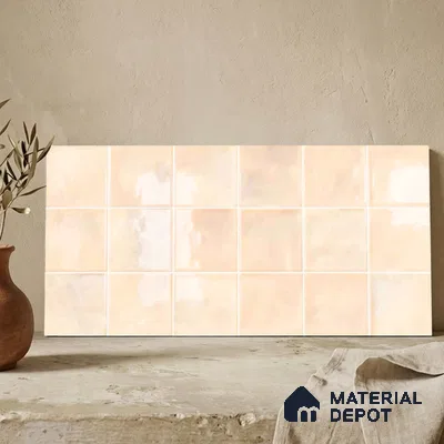 Faux Subway Wall Tile TL 11222 Blush Sand 2 ft x 1 ft Ceramic Glossy Finish Tile - 9 mm | Suitable For Bathroom, Dining Area, Kitchen Backsplash