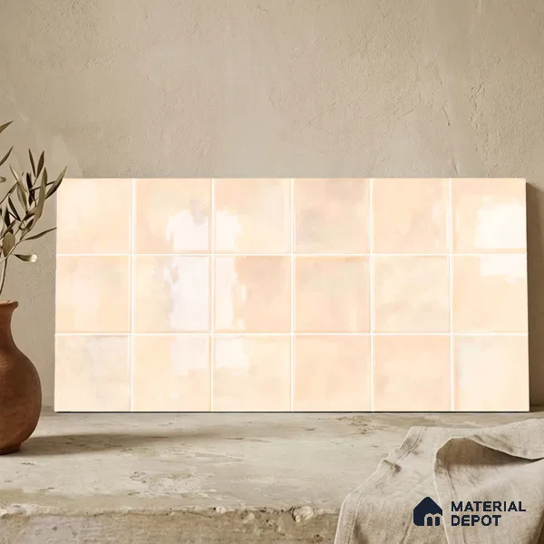 Faux Subway Wall Tile TL 11222 Blush Sand 2 ft x 1 ft Ceramic Glossy Finish Tile - 9 mm | Suitable For Bathroom, Dining Area, Kitchen Backsplash