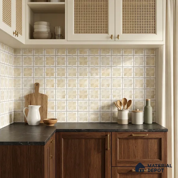 Patterned Wall Tile TL 11267 Sandstone Star 2 ft x 1 ft Ceramic Granulla Finish Tile - 9 mm | Suitable For Bathroom, Balcony & Kitchen Backsplash (Sample)