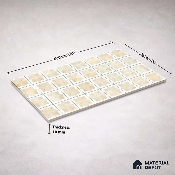 Patterned Wall Tile TL 11267 Sandstone Star 2 ft x 1 ft Ceramic Granulla Finish Tile - 9 mm | Suitable For Bathroom, Balcony & Kitchen Backsplash (Sample)