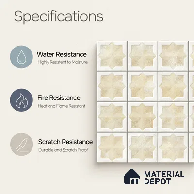 Patterned Wall Tile TL 11267 Sandstone Star 2 ft x 1 ft Ceramic Granulla Finish Tile - 9 mm | Suitable For Bathroom, Balcony & Kitchen Backsplash (Sample)