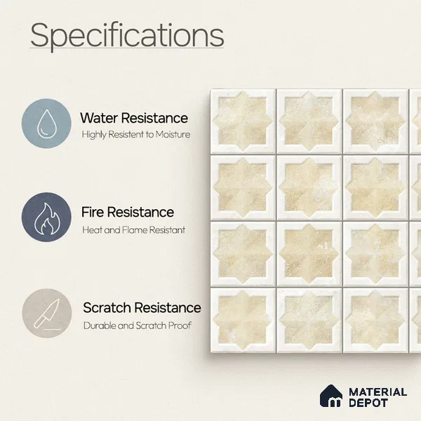 Patterned Wall Tile TL 11267 Sandstone Star 2 ft x 1 ft Ceramic Granulla Finish Tile - 9 mm | Suitable For Bathroom, Balcony & Kitchen Backsplash (Sample)