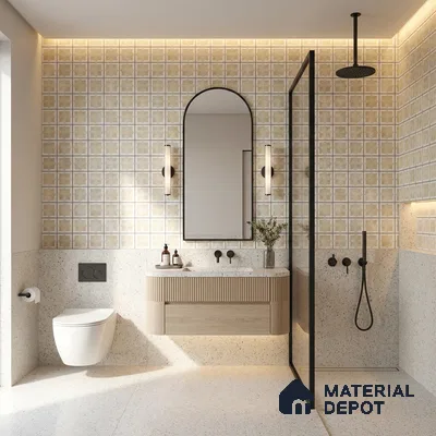Patterned Wall Tile TL 11267 Sandstone Star 2 ft x 1 ft Ceramic Granulla Finish Tile - 9 mm | Suitable For Bathroom, Balcony & Kitchen Backsplash (Sample)