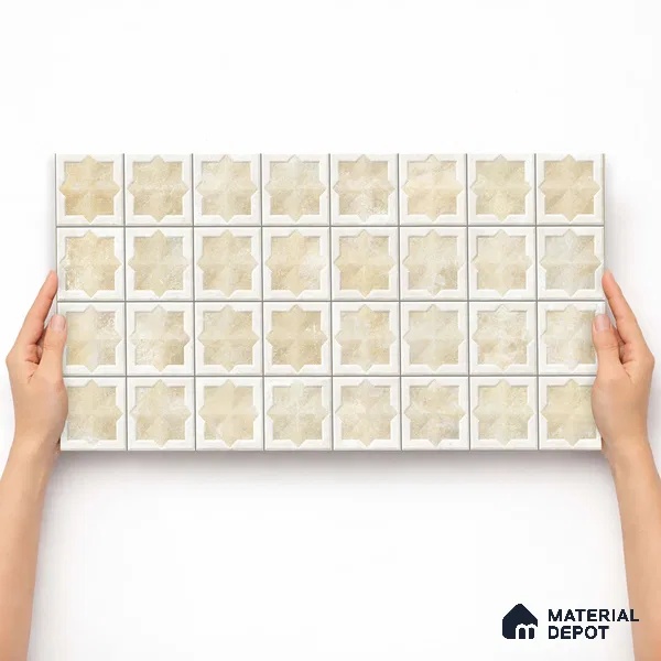 Patterned Wall Tile TL 11267 Sandstone Star 2 ft x 1 ft Ceramic Granulla Finish Tile - 9 mm | Suitable For Bathroom, Balcony & Kitchen Backsplash (Sample)
