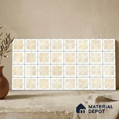 Patterned Wall Tile TL 11267 Sandstone Star 2 ft x 1 ft Ceramic Granulla Finish Tile - 9 mm | Suitable For Bathroom, Balcony & Kitchen Backsplash (Sample)
