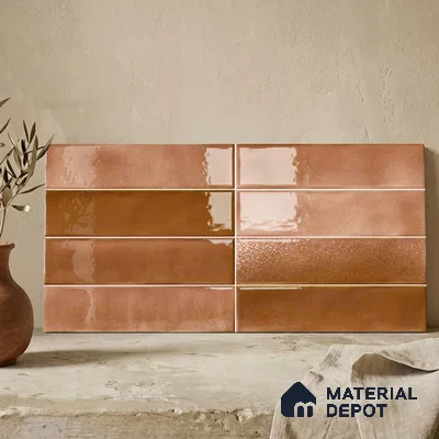 Faux Subway Wall Tile TL 11226 Copper Drift 2 ft x 1 ft Ceramic Glossy Finish Tile - 9 mm | Suitable For Bathroom, Dining Area, Kitchen Backsplash