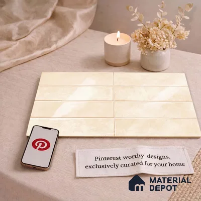 Faux Subway Wall Tile TL 11232 Ivory Drift 2 ft x 1 ft Ceramic Glossy Finish Tile - 9 mm | Suitable For Bathroom, Dining Area, Kitchen Backsplash