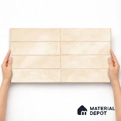 Faux Subway Wall Tile TL 11232 Ivory Drift 2 ft x 1 ft Ceramic Glossy Finish Tile - 9 mm | Suitable For Bathroom, Dining Area, Kitchen Backsplash