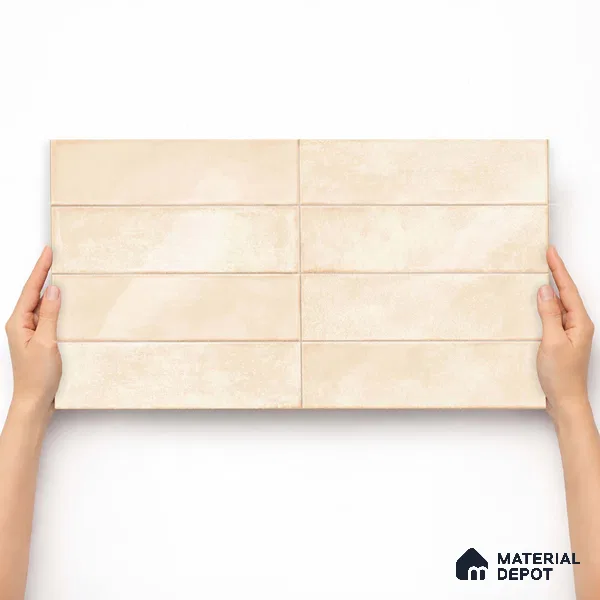 Faux Subway Wall Tile TL 11232 Ivory Drift 2 ft x 1 ft Ceramic Glossy Finish Tile - 9 mm | Suitable For Bathroom, Dining Area, Kitchen Backsplash