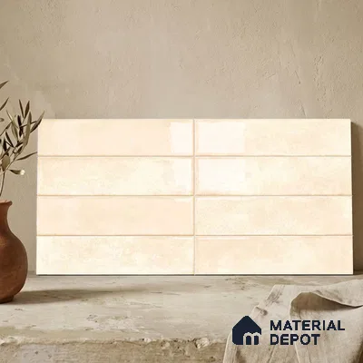 Faux Subway Wall Tile TL 11232 Ivory Drift 2 ft x 1 ft Ceramic Glossy Finish Tile - 9 mm | Suitable For Bathroom, Dining Area, Kitchen Backsplash