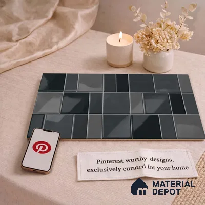 Faux Subway Wall Tile TL 11239 Graphite Matrix 2 ft x 1 ft Ceramic Glossy Finish Tile - 9 mm | Suitable For Bathroom, Basin Area, Kitchen Backsplash