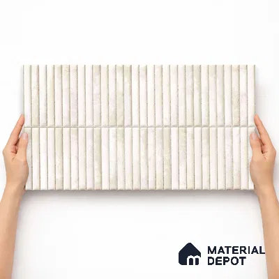 Faux Kitkat Subway Wall Tile TL 11684 Ivory Stria 2 ft x 1 ft Ceramic Glossy Finish Tile - 9 mm | Suitable For Bathroom, Balcony & Kitchen Backsplash