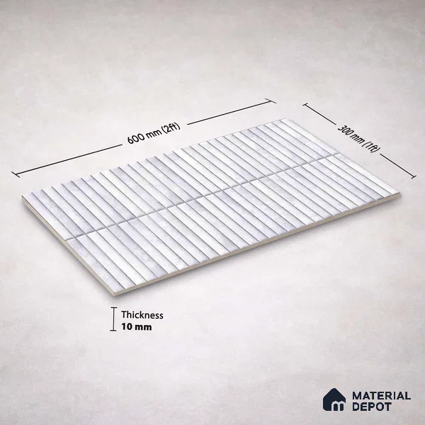 Faux Kitkat Subway Wall Tile TL 11684 B Frosted Lattice 2 ft x 1 ft Ceramic Glossy Finish Tile - 9 mm | Suitable For Bathroom, Dining Area, Kitchen Backsplash
