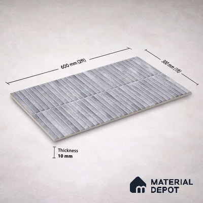 Faux Kitkat Subway Wall Tile TL 11684 E Urban Stria 2 ft x 1 ft Ceramic Glossy Finish Tile - 9 mm | Suitable For Bathroom, Balcony & Kitchen Backsplash (Sample)