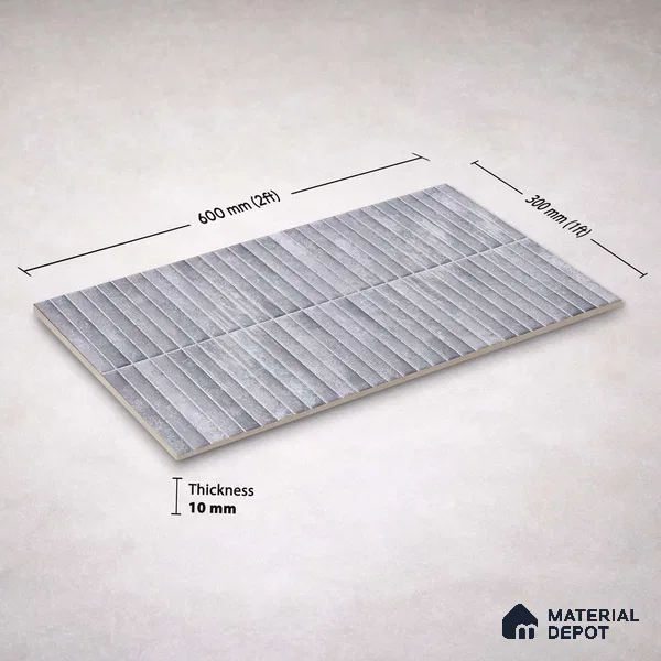 Faux Kitkat Subway Wall Tile TL 11684 E Urban Stria 2 ft x 1 ft Ceramic Glossy Finish Tile - 9 mm | Suitable For Bathroom, Balcony & Kitchen Backsplash (Sample)