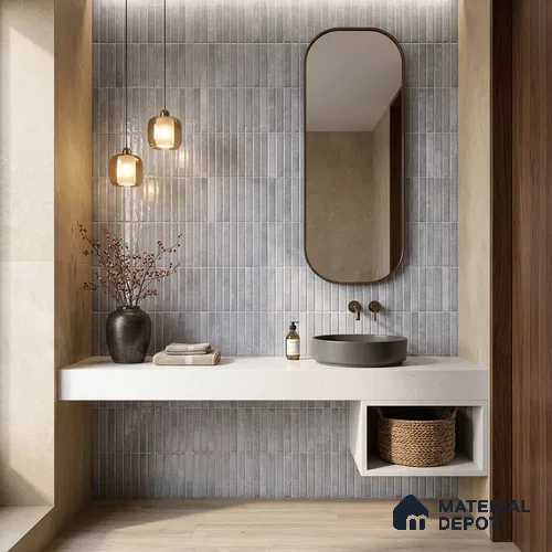 Faux Kitkat Subway Wall Tile TL 11684 E Urban Stria 2 ft x 1 ft Ceramic Glossy Finish Tile - 9 mm | Suitable For Bathroom, Dining Area, Kitchen Backsplash