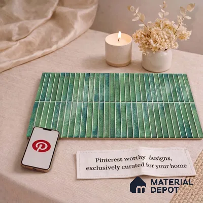 Faux Kitkat Subway Wall Tile TL 11684 F Jade Reed 2 ft x 1 ft Ceramic Glossy Finish Tile - 9 mm | Suitable For Bathroom, Dining Area, Kitchen Backsplash