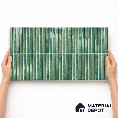 Faux Kitkat Subway Wall Tile TL 11684 F Jade Reed 2 ft x 1 ft Ceramic Glossy Finish Tile - 9 mm | Suitable For Bathroom, Dining Area, Kitchen Backsplash